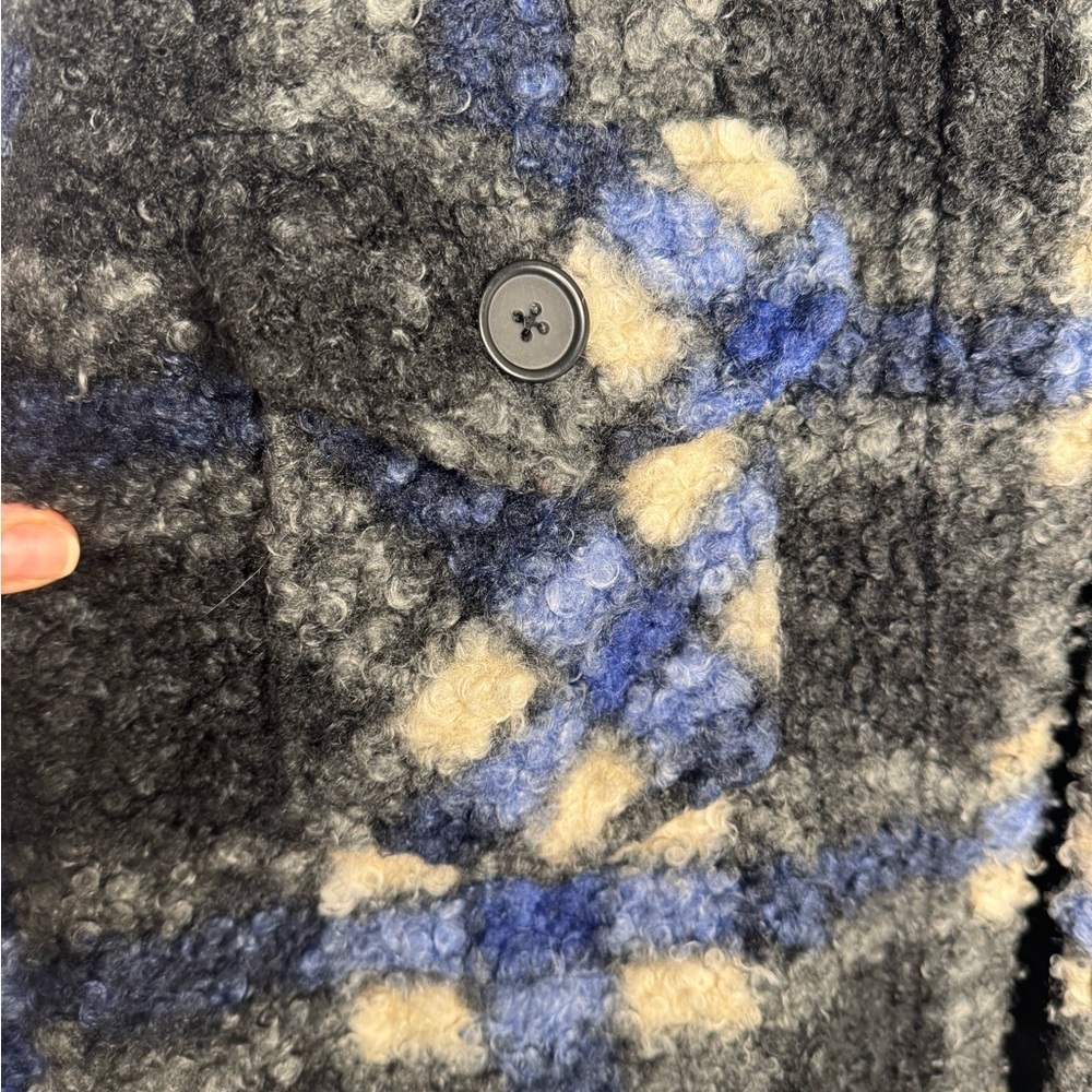 NWOT Anthropologie RD Style Eva Blue Black Plaid Boucle Shirt Jacket Size Small - Picture 9 of 14